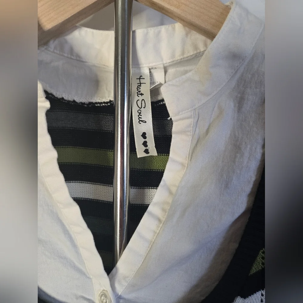 Heart Soul Vintage Chevron Faux Layered Knit Top – Size L - Picture 2 of 5